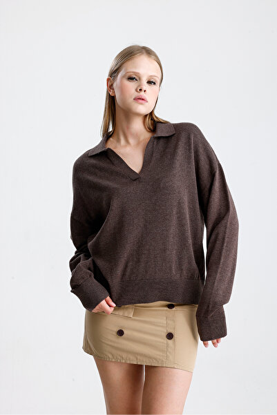 Figo Оверсайз жіночий светр з поло-комірцем