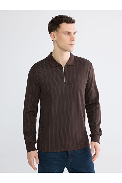 LC Waikiki Lcwaikiki Classic Polo Neck Striped Men's Sweatshirt