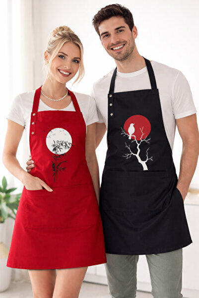 Hulganz Kitchen Apron Set of 2, Stain Resistant, Water Repellent Fabric, Colo...