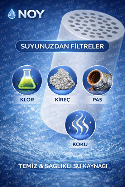NOY Duş Başlığı Filtresi – 35 Aşamalı Su Arıtma – Kireç Klor Temizleyici Yedek Filtre