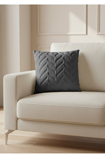 Sivalde Plush Decorative Throw Pillow Cover Anthracite, Double-Sided, 43X43 C...