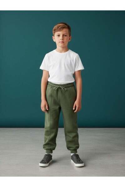 Zekids Boys' Cotton Soft Textured Sweatpants with Elastic Waistband and Cuffs