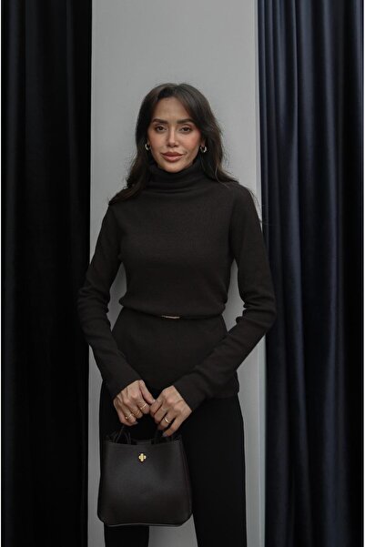 Havoş Bitter Brown Cashmere Blend Belted Sweater