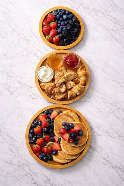 YUVOL 3 Lü Yuvarlak Servis Sunum Seti Çok Amaçlı Kahvaltılık, Çerezlik ,Tabak...