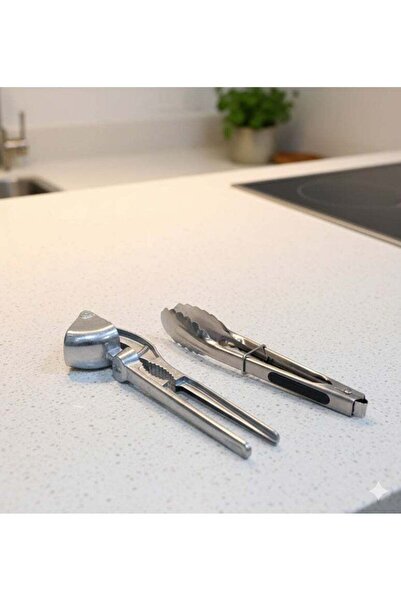 Roomlyne Kitchen utensil set - garlic press and food tongs