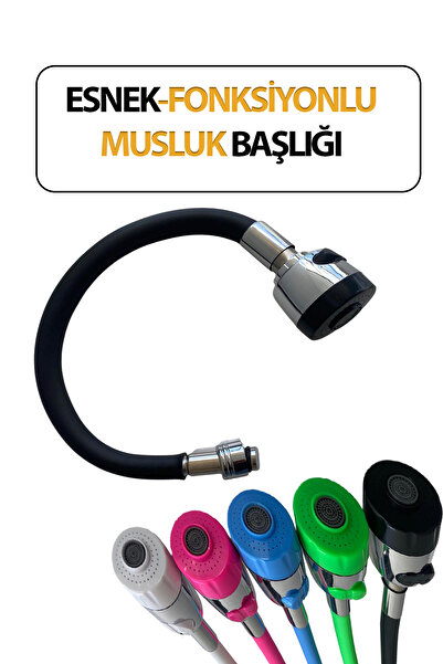 Solid Oynar Başlıklı Spiral Esnek 2 Fonksiyonlu Lavabo & Mutfak Musluk Ucu Si...