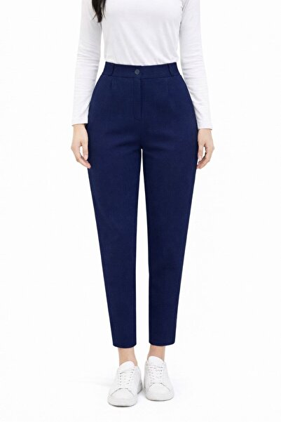 Maison La Femme Women's Pants High Waist Pleated Carrot Leg