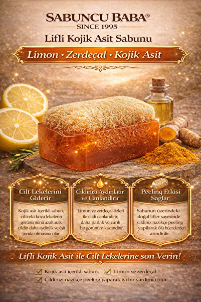 SABUNCU BABA - Doğal Kabak Lifli Kojik Asit Sabunu 130 GR. Cilt Lekelerine Son