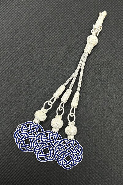 KAZZAZE مسبحة ثلاثية مصنوعة يدويًا من الفضة النقية مع تفاصيل عقدة الحب وشراشي...