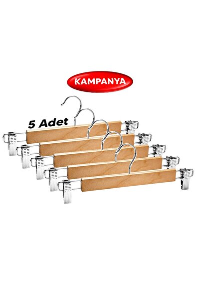 LWL 5 Adet Ahşap Pantolon & Etek Askısı