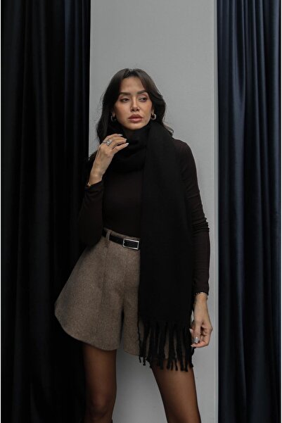 Havoş Black Fringe Tassel Scarf