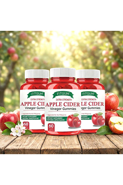 Fitgum حلوى خل التفاح فائقة القوة - 60 قطعة حلوى عضوية (عبوة من 3 قطع)