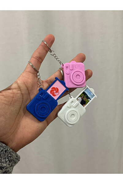 katre flowers Kişiye Özel Fotoğraflı Kamera Anahtarlık - Mini Polaroid Tasarı...