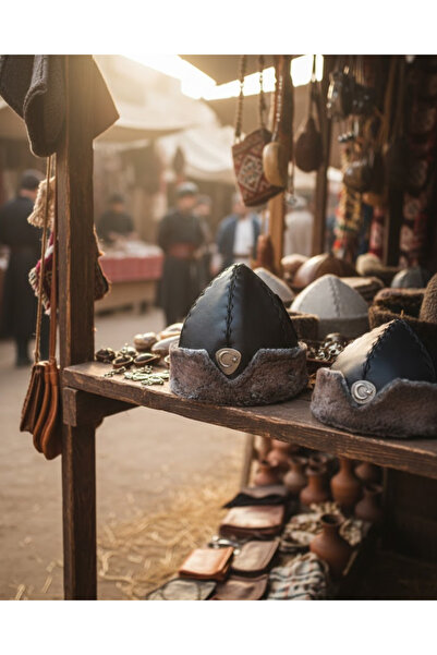 SUFİ TESBİH VE ESANS Geleneksel Türk Börkü - El İşçiliği Deri ve Kürklü Kalpa...