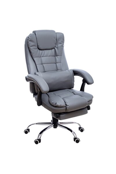 Mobplayers Brandon-Max Office Chair Grey, Leather, "Chaise Lounge" Function, ...