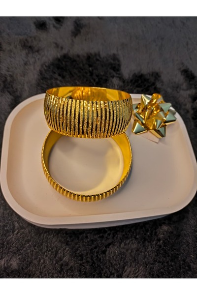 POFUDUK Kadın Altın Kaplama Mega Bilezik Seti - Özel İşlemeli Şık Tasarım (te...