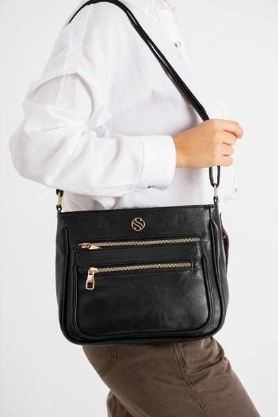 Sanmorris Дамска регулируема чанта през рамо с четири джоба