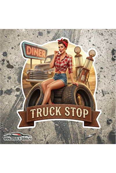 StickITsibiu TIR Truck Stop Sticker – Route 66 Style 10x10 | Cut Out Contour