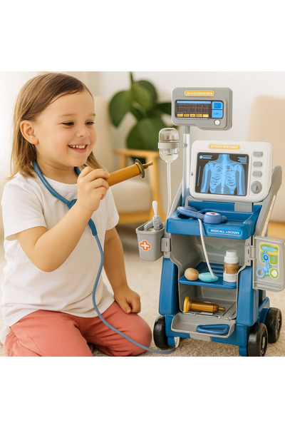 LEAN Small doctor set with blue lights stethoscope and mobile station 3 years+