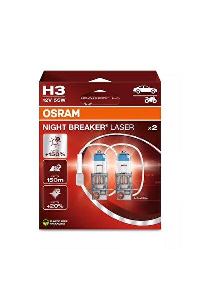 Osram Set de 2 becuri laser Night Breaker H3 12V 55W PK22s, generație următoare