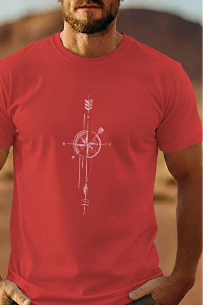 New Shine تي شيرت مطبوع عليه بوصلة للجنسين