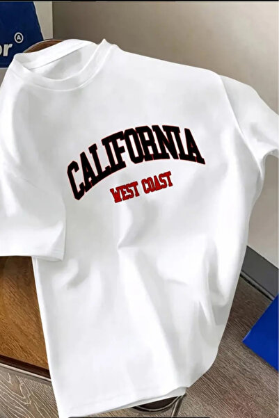 New Shine تيشيرت للجنسين مطبوع شعار الساحل الغربي لكاليفورنيا