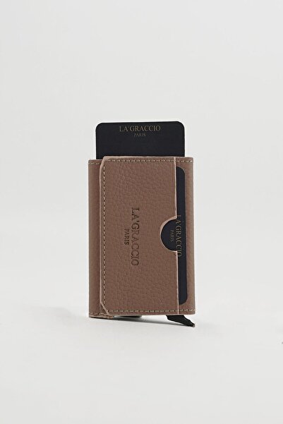 Store Sace Unisex Genuine Leather Mechanical Card Holder