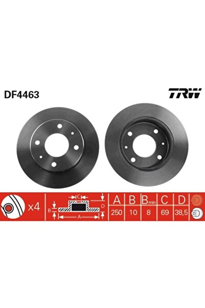 TRW Disc de frână spate, 250x69mm, grosime 10mm, negru