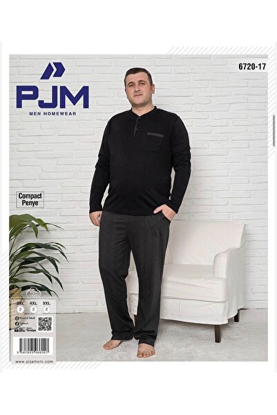 PJM Men's Battal Compact Combed Cotton Three Button Pocket Long Sleeve Pajama...