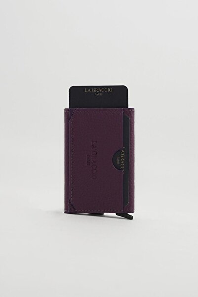 Store Sace Unisex Genuine Leather Mechanical Card Holder