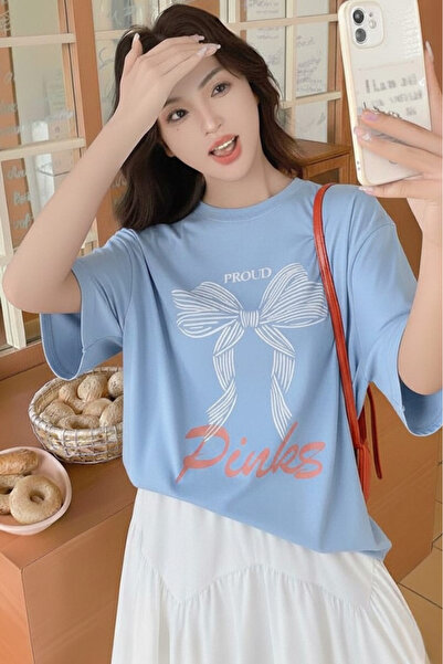 New Shine تي شيرت مطبوع عليه فيونك للجنسين