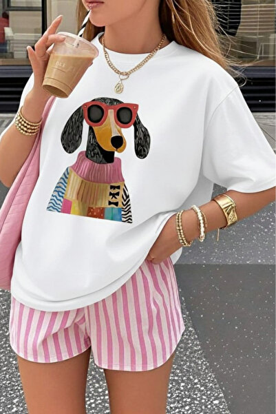 New Shine Unisex T-Shirt with Colorful Dog Print