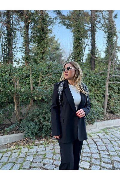 Serpirella Butik Scarf Detail Blazer Jacket