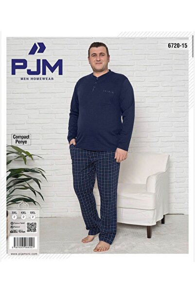 PJM Men's Battal Compact Combed Cotton Three Button Pocket Long Sleeve Pajama...