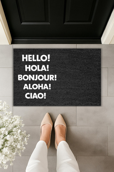 Dormot Modern Digital Printing Doormat - Multilingual Hello Written - Doormat...