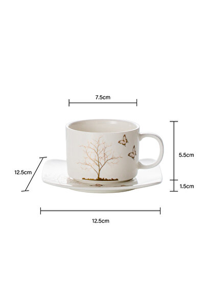 Malooki Set de 6 cești cu 6 farfurioare, 180 ml - Lifetree Collection