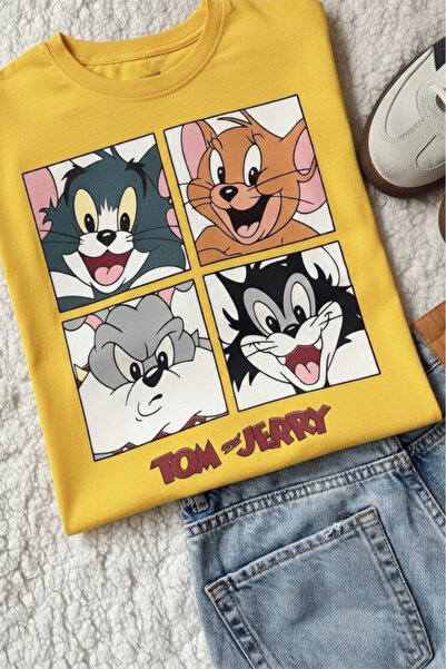 New Shine تي شيرت مطبوع عليه توم وجيري للجنسين