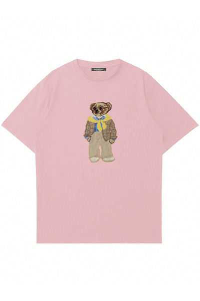 Mad&Calf Unisex Teddy Guy Printed Crew Neck Oversized Tshirt
