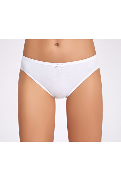 İlke Women'S, 100% Cotton, Bowknot, Pack of 6 White Panties