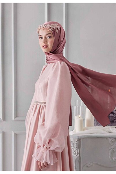 gül sezgin butik Women's Dried Rose Satin Janjan Evening Dress Shawl