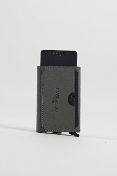 Store Sace Unisex Genuine Leather Mechanical Card Holder