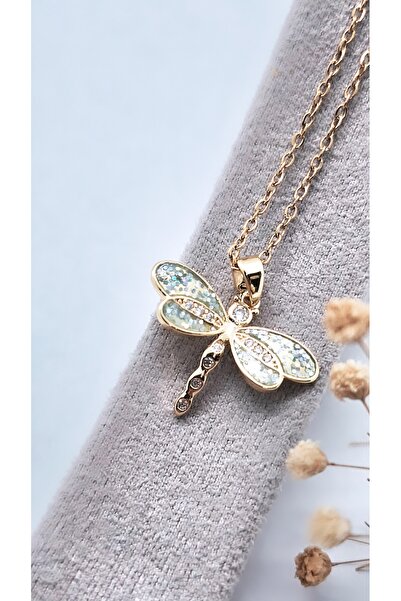 Serenity قلادة من الفولاذ على شكل فراشة من الزركون اللامع