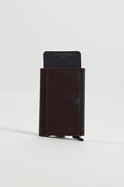 Store Sace Unisex Genuine Leather Mechanical Card Holder