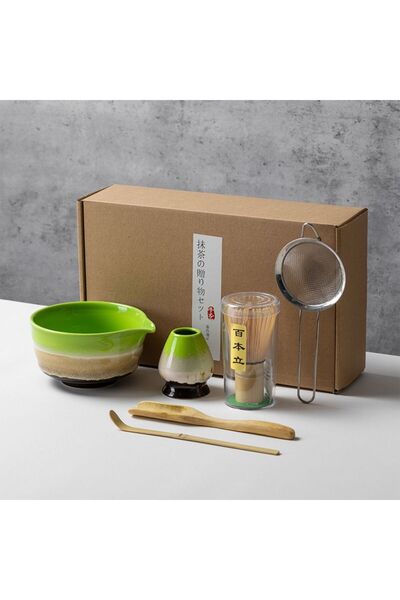Generic 6pcs Green Heart Decal Ceramic Matcha Set Includes Bowl, Whisk, Holde...