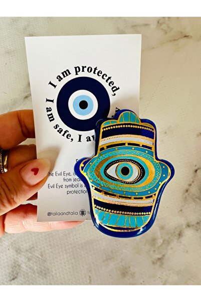 Talia&Talia El Yapımı Cam Fatma Ana Eli Nazar Magnet – Evil Eye Dekoratif Buz...