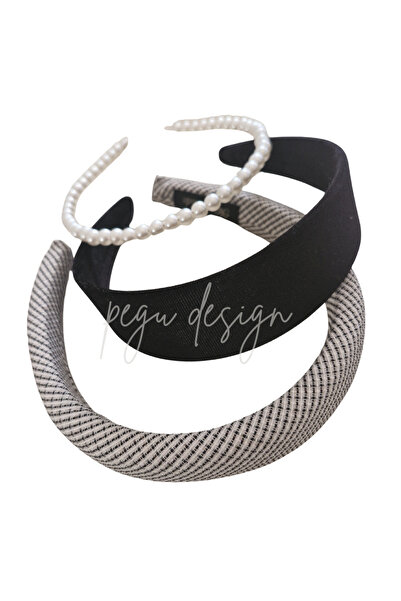 pegu baby collection 3-piece set: striped padded crown and black velvet crown...