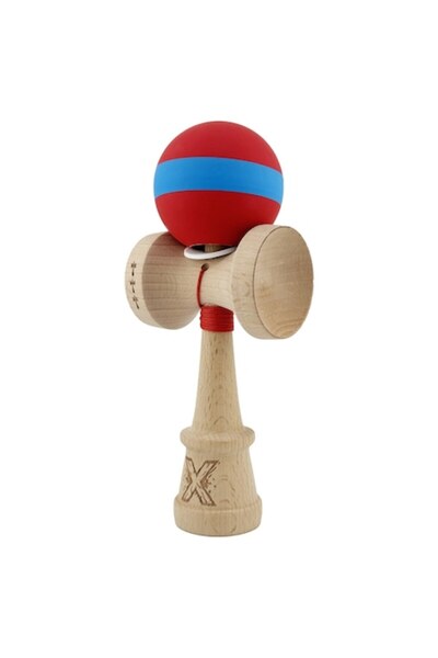 LEIBOO Kendama, LEIBOO, cupe mari, lemn, roșu-albastru, 18 cm