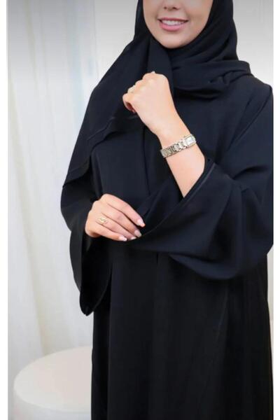 New Fashion عباية نص كلوش منسوجة من قماش انترنت بقيطان اسود ياباني خطوط لإطلا...