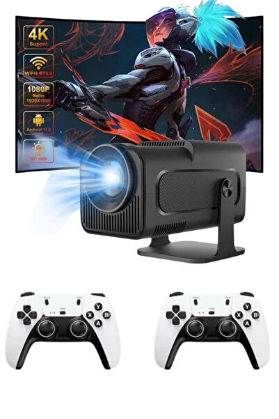 Epilons Çift Kollu Game Box Projeksiyon Cihazı Kumandalı Android Tv Dahili Ho...