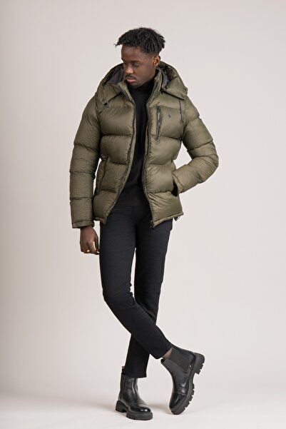 FBI Slimfit Mock Neck Detachable Hooded Padded Jacket